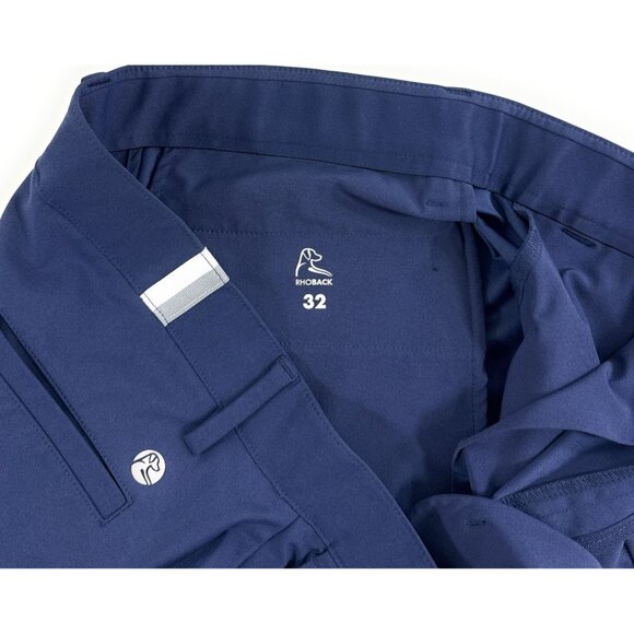 Rhoback Mens Looper Delta Golf Shorts Size 32 Performance Chino Navy - Picture 6 of 10